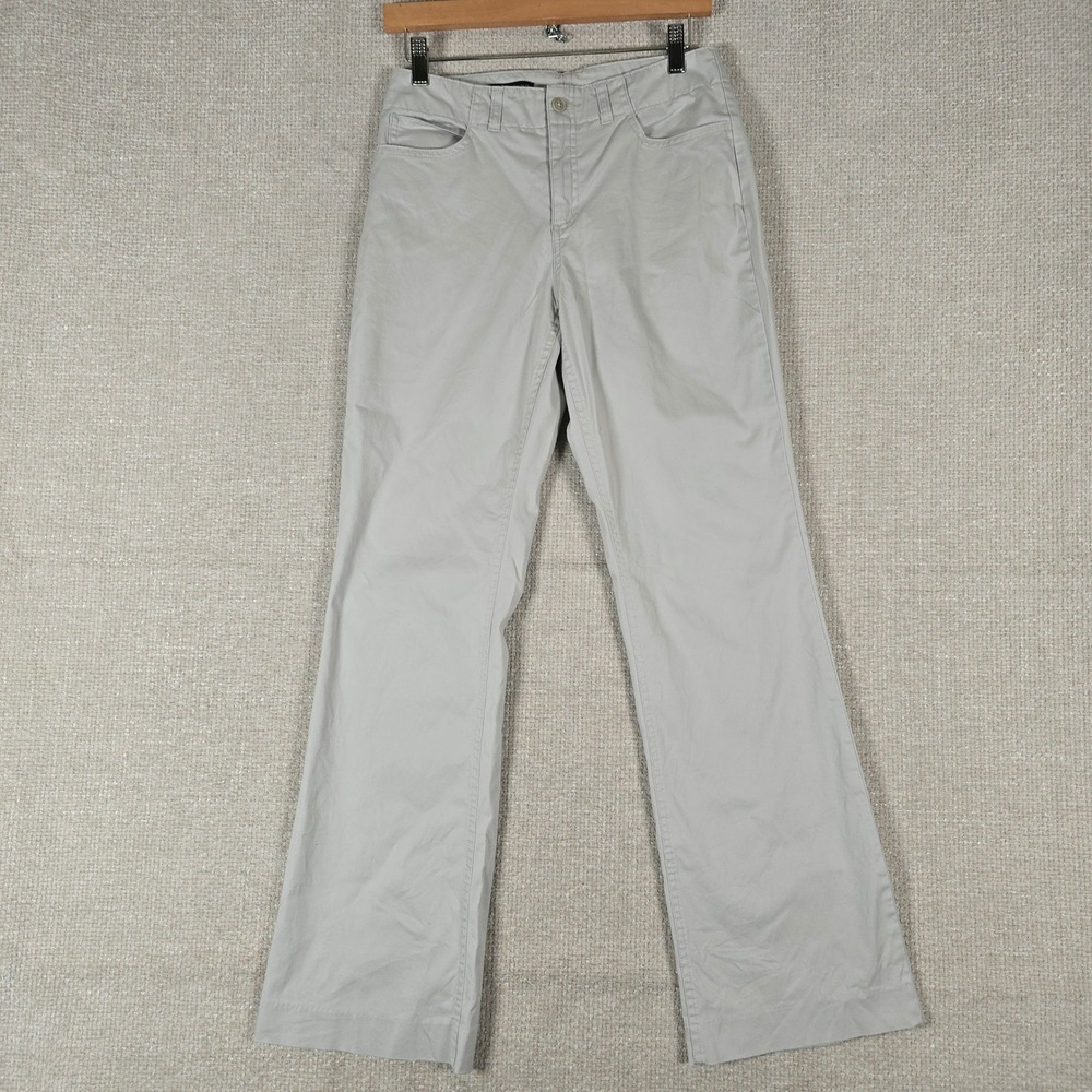 Lands End Womens Khaki Chino Pants Size 4 Stone Flare Stretch Cotton Trousers